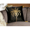 Poszewka welurowa czarna ze złotą palmą PALOMA 45x45 cm