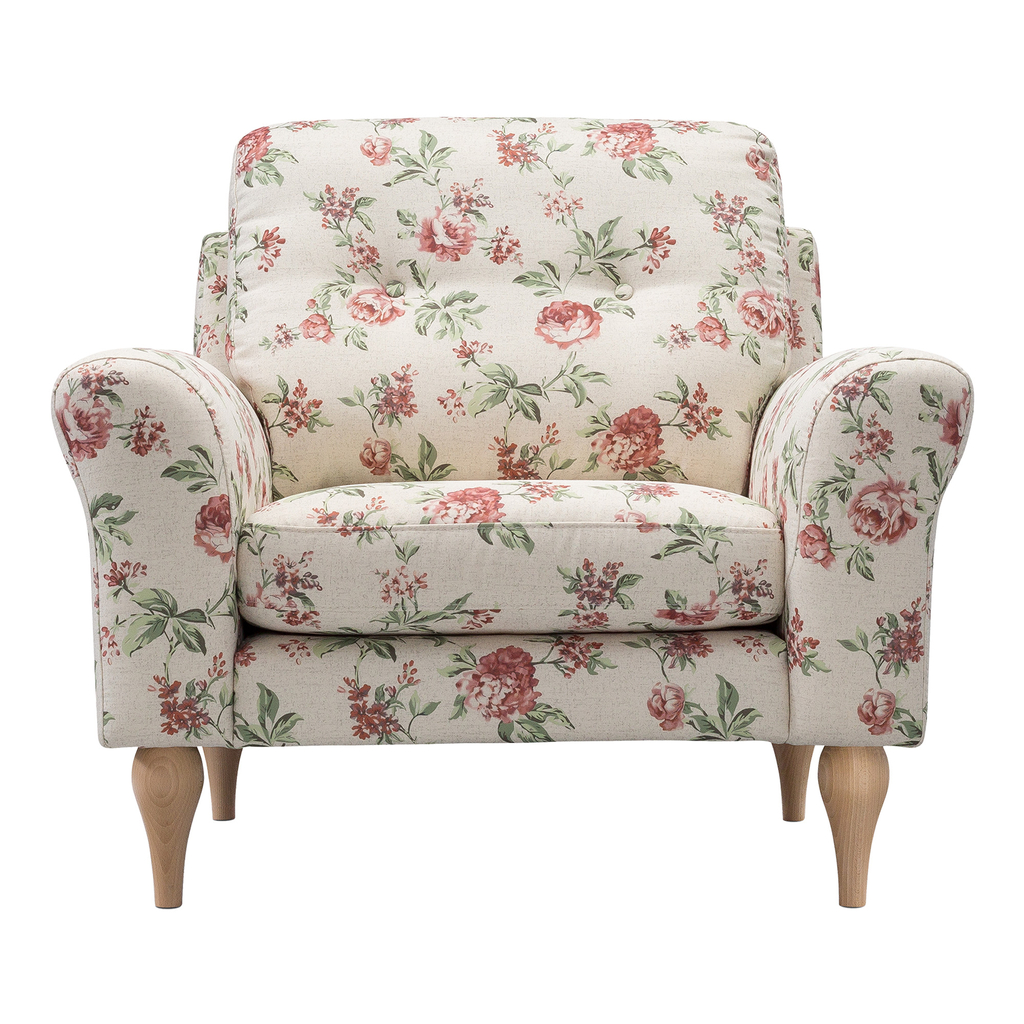Fotel ROSE z motywem róż do salonu.