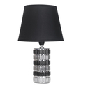 Lampa stołowa z abażurem srebrno-czarna 31 cm