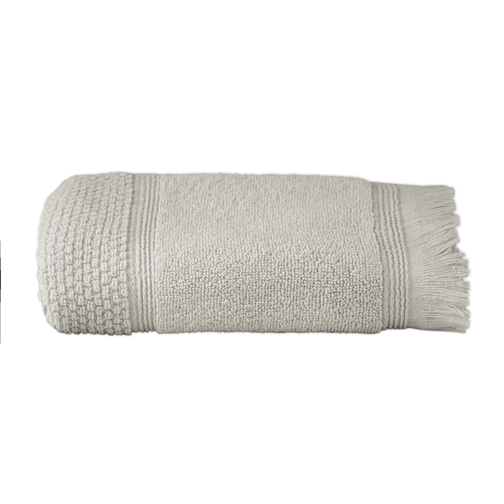 Srebrny ręcznik z frędzlami z bawełny