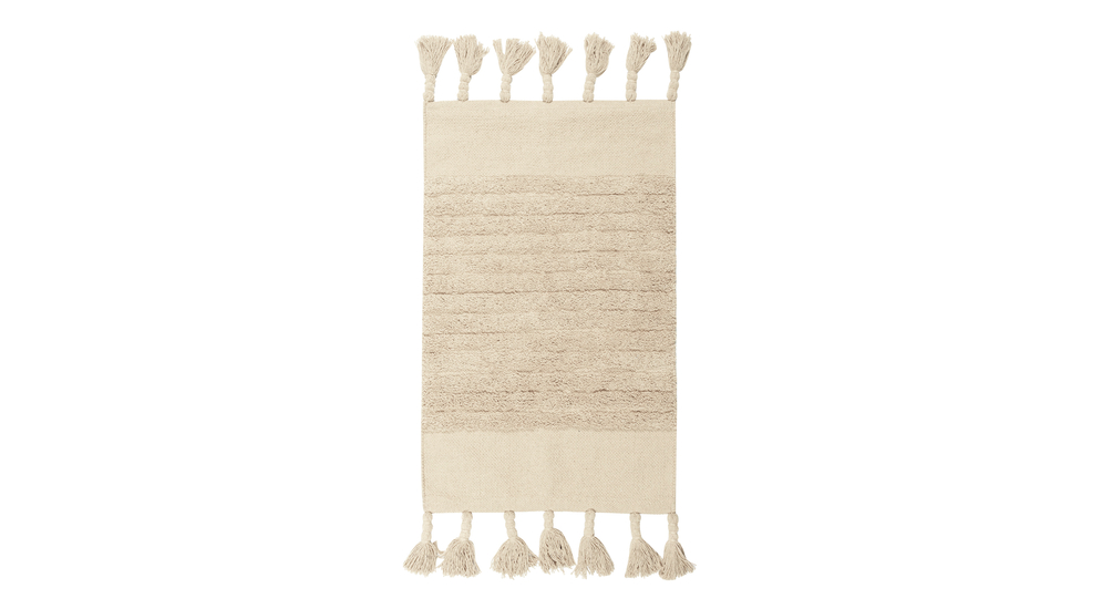 Dywanik bawełniany z frędzlami kremowy BOHO 70x140 cm
