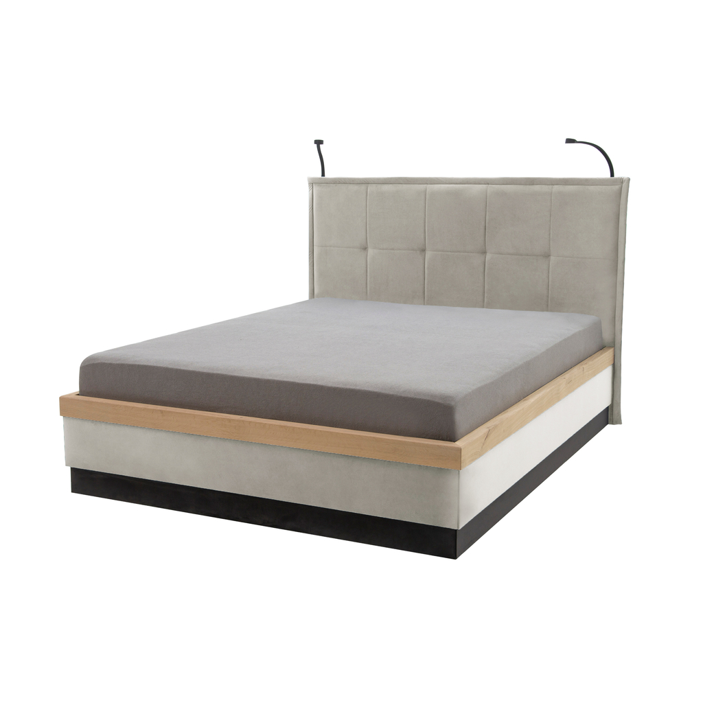 Łóżko z oświetleniem beżowe TIVOLI 160x200 cm