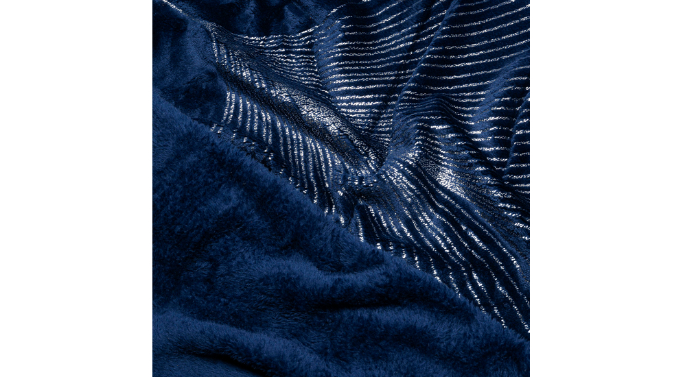 Koc w srebrne liście niebieski MAYKO 150x200 cm