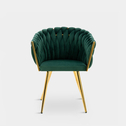 Krzesło welurowe na złotych nogach LIANA zielone
