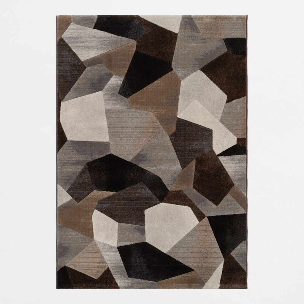 Dywan geometryczny brązowy SORRENTO 120x170 cm wykonany z przędzy polipropylenowej.