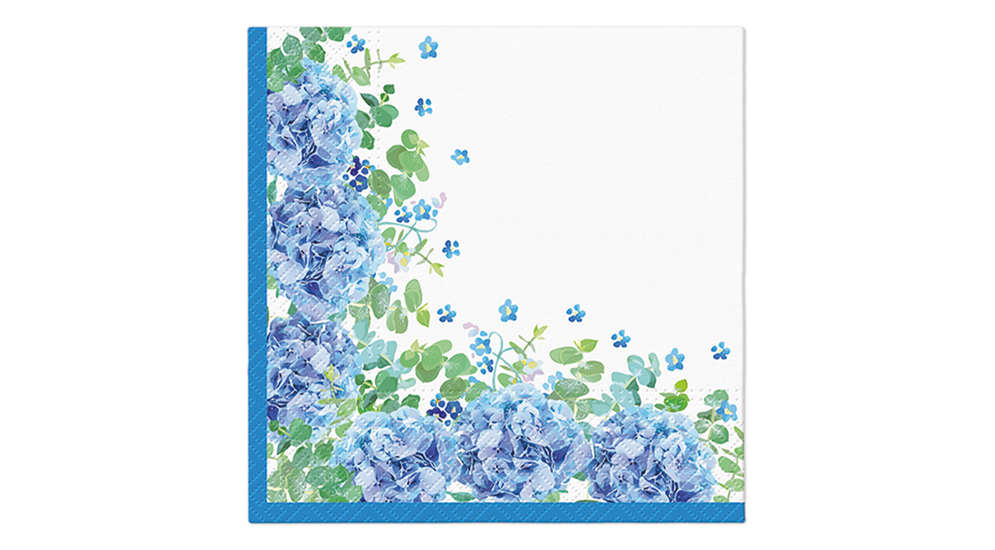 Biało-niebieska serwetka w kwiatki