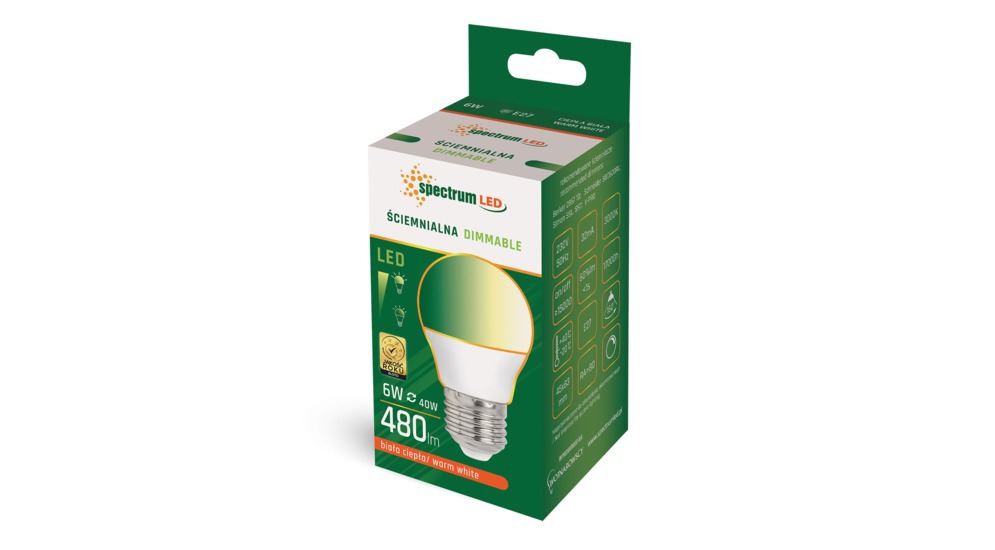 Żarówka LED E27 6W barwa ciepła DIMMABLE SPECTRUM