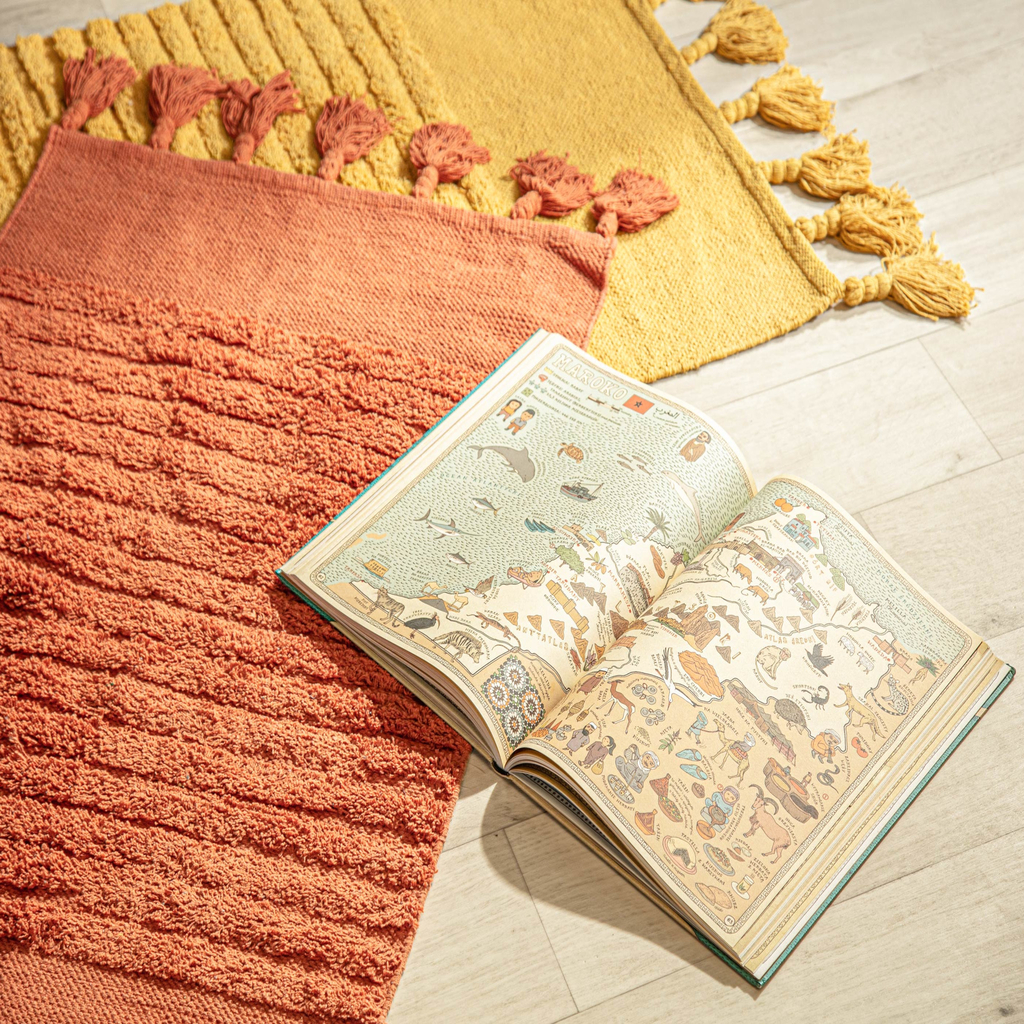 Dywanik bawełniany z frędzlami pomarańczowy BOHO 60x100 cm