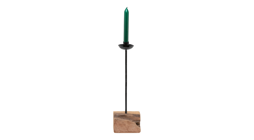 Świecznik na świecę stożkową drewniany 38,5 cm