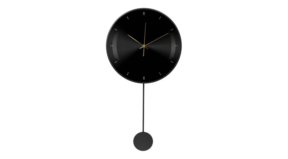 Czarny zegar wiszący z zegarem