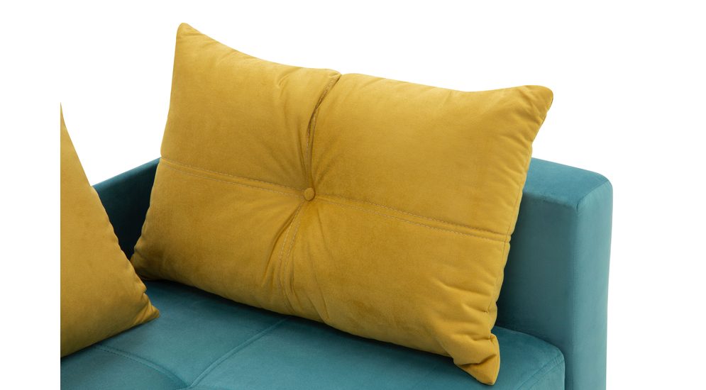 Sofa rozkładana niebiesko-żółta LETTO prawa