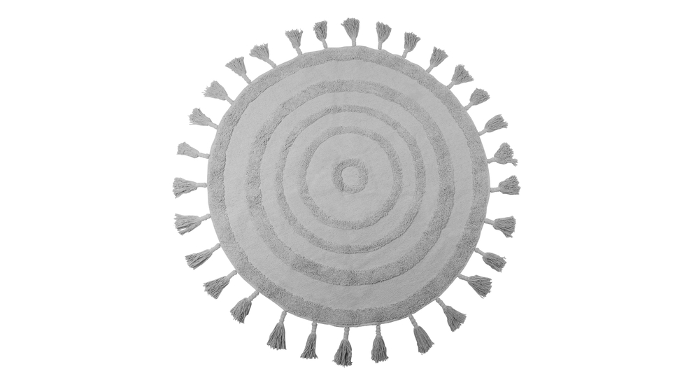 Dywanik okrągły z frędzlami szary BOHO 100 cm