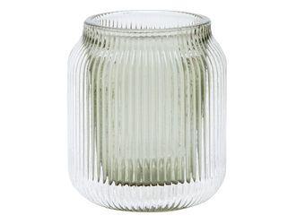 Świecznik szklany w prążki na 1 tealighta 7,5 cm MIX KOLORÓW