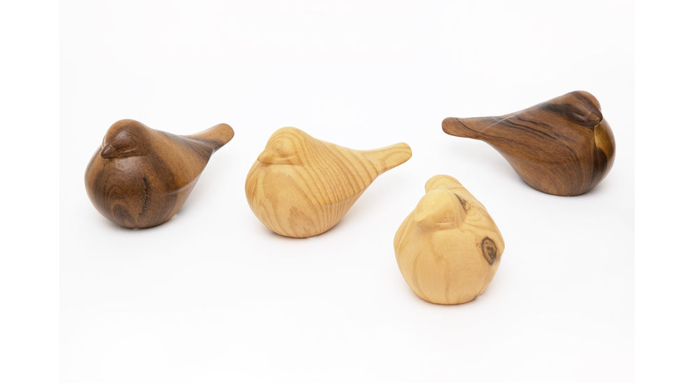 Figurka ceramiczna ptaszek efekt jasnego drewna 16x9 cm