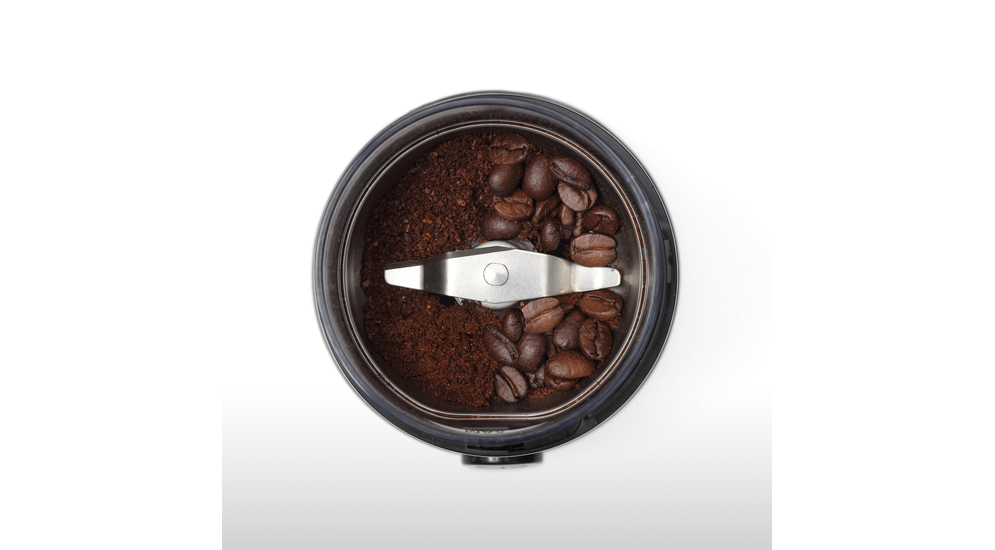 Młynek do kawy GORENJE SMK150E w stalowym kolorze jest intuicyjny w użyciu i przystosowany do codziennego stosowania. 