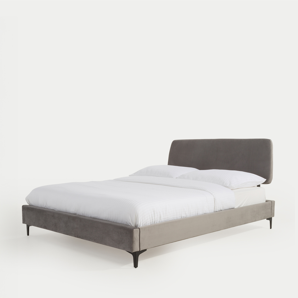 Łóżko szare ze stelażem KONTREXT 160x200 cm