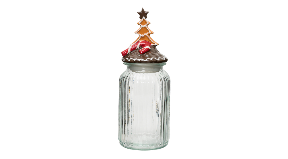Pojemnik szklany świąteczny z ceramiczną pokrywką MIX kolorów 28 cm