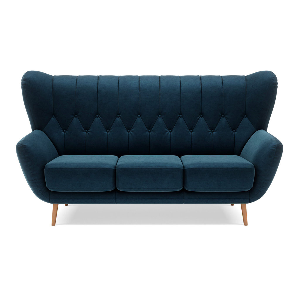 Sofa uszak 3-osobowa ciemnoniebieska KELSO