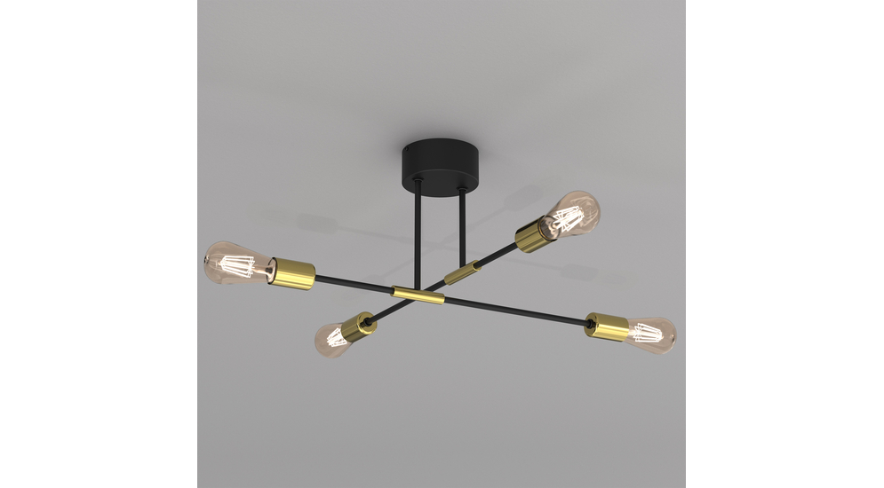 Lampa sufitowa loftowa czarno-złota FLAME