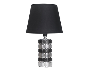 Lampa stołowa z abażurem srebrno-czarna 31 cm