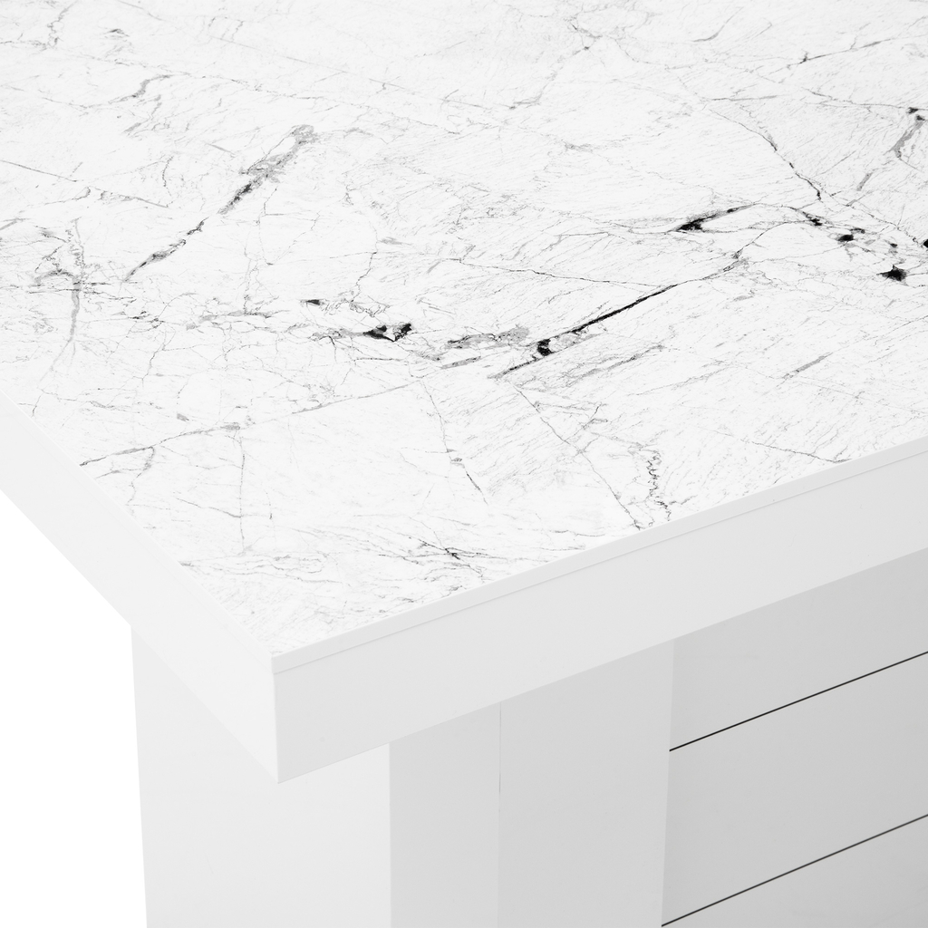 Stół rozkładany KOLOS II biały / nadruk marble marmur połysk