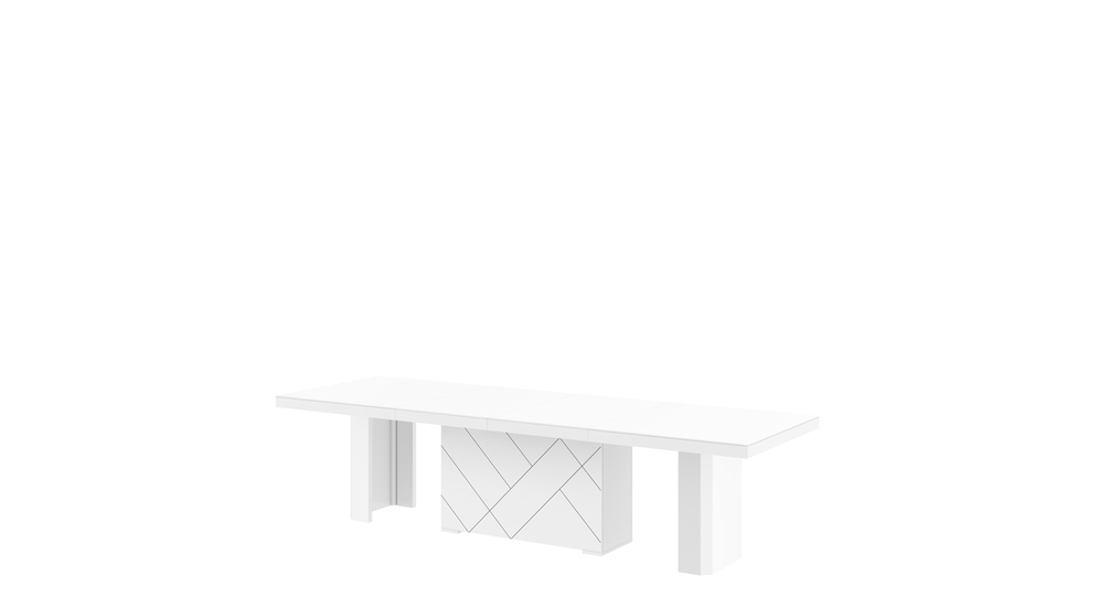Biały stół KOLOS MAX częściowo rozłożony.