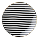 Talerz deserowy porcelanowy w czarno-białe paski 20 cm 