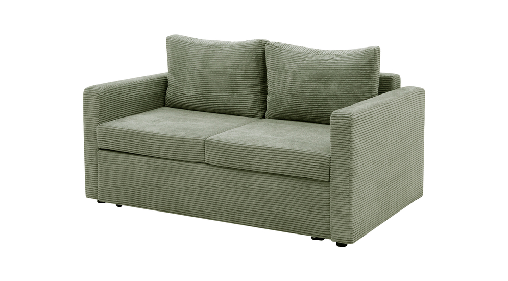 Sofa rozkładana sztruksowa zielona SOFI