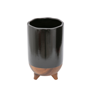 Wazon ceramiczny boho czarno-brązowy 27 cm