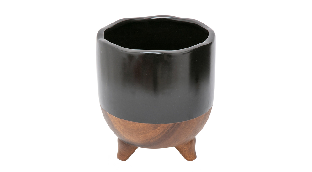 Osłonka dekoracyjna ceramiczna czarno-brązowa 12,5 cm
