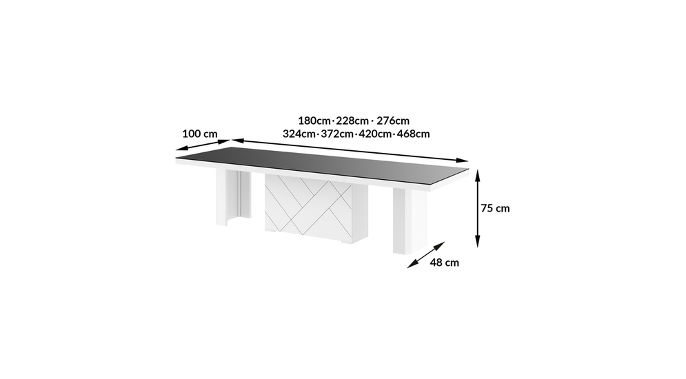 Stół rozkładany KOLOS MAX biały / ciemny nadruk marmur mat