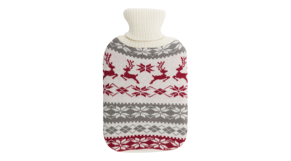 Termofor świąteczny w sweterku BIAŁO-CZERWONY 1,75 L