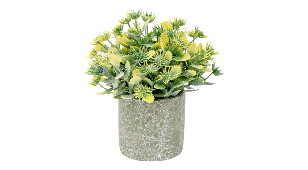 Sztuczna roślina w ceramicznej doniczce żółta 19 cm