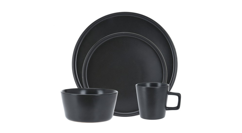 Zestaw obiadowy ceramiczny czarny mat, 16 elementów