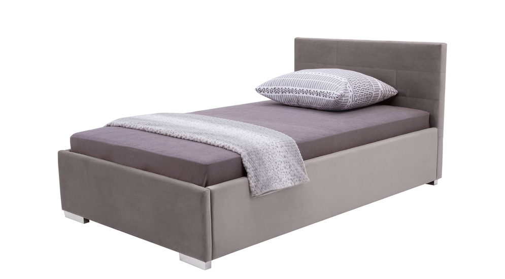 Łóżko szare z pojemnikiem MEZO 120x200 cm