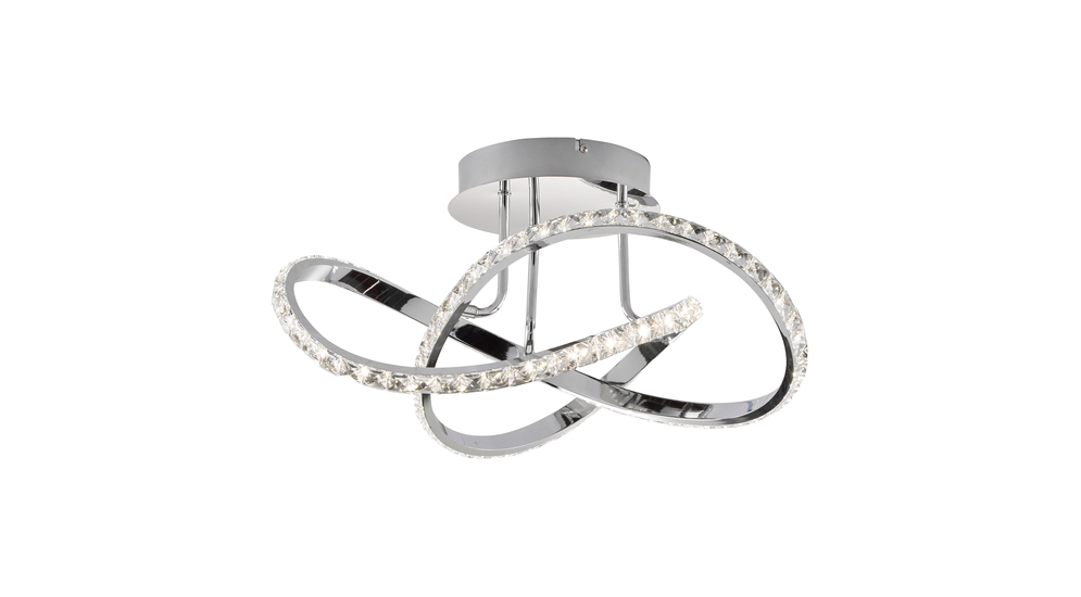 Model sufitowy lampy ABRO przyciąga wzrok niecodziennym kształtem. Akrylowe ozdoby w formie kryształków nadają całości posmaku glamour. 