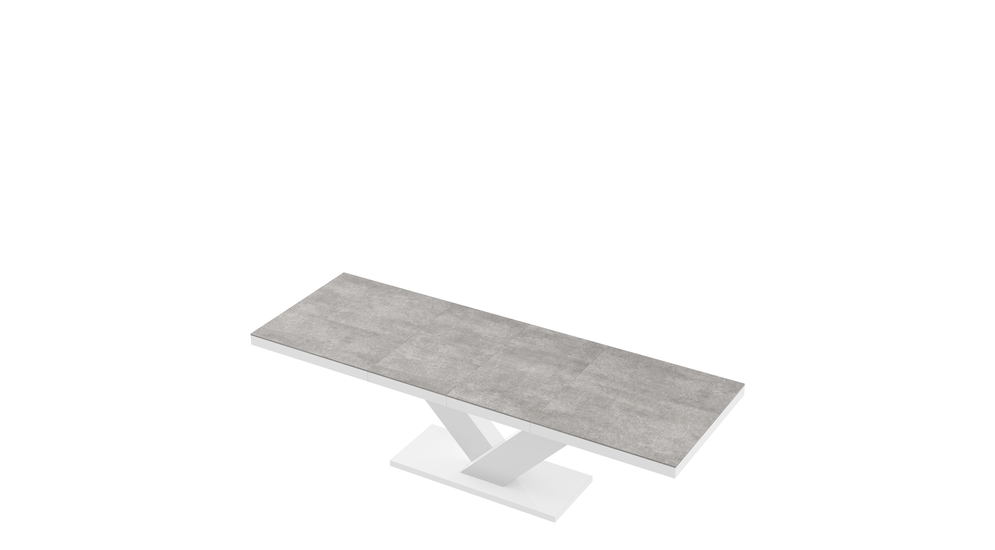 Stół rozkładany VICTORIA biały/ nadruk szary kamień mat