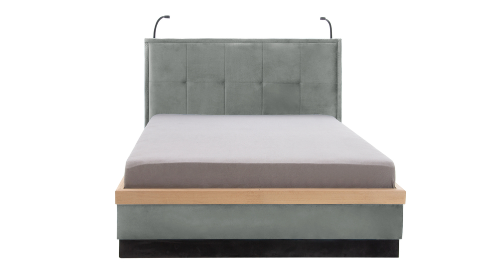 Łóżko z oświetleniem szare TIVOLI 160x200 cm