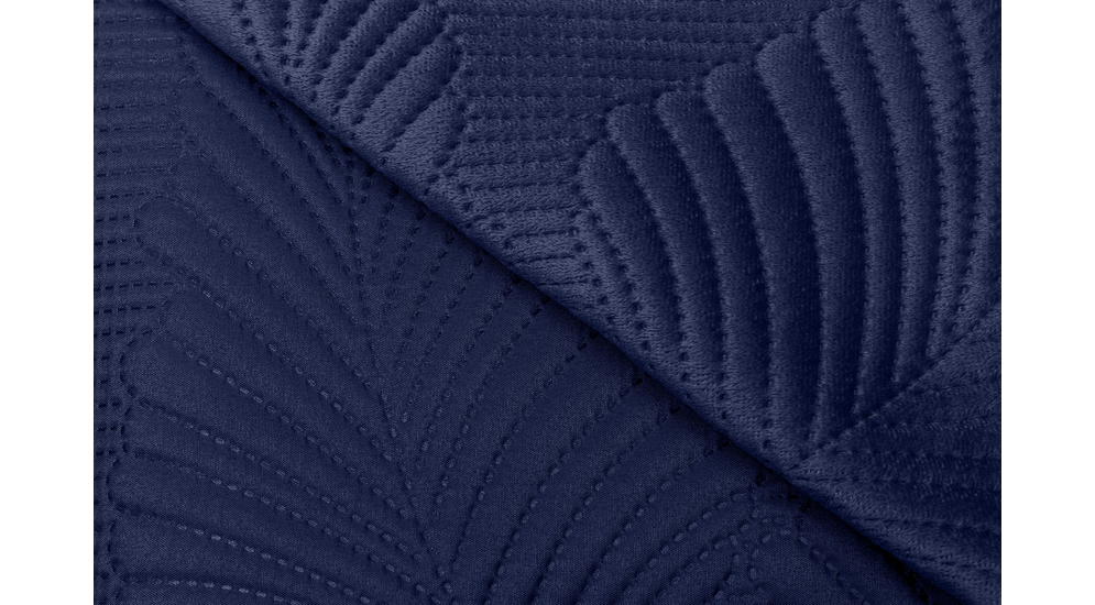 Narzuta na łóżko pikowana w liście ciemnoniebieska FERN 180x200 cm