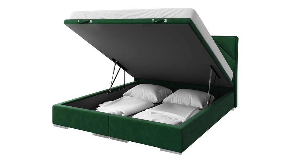 Łóżko kontynentalne zielone LEONARDO 180x200 cm