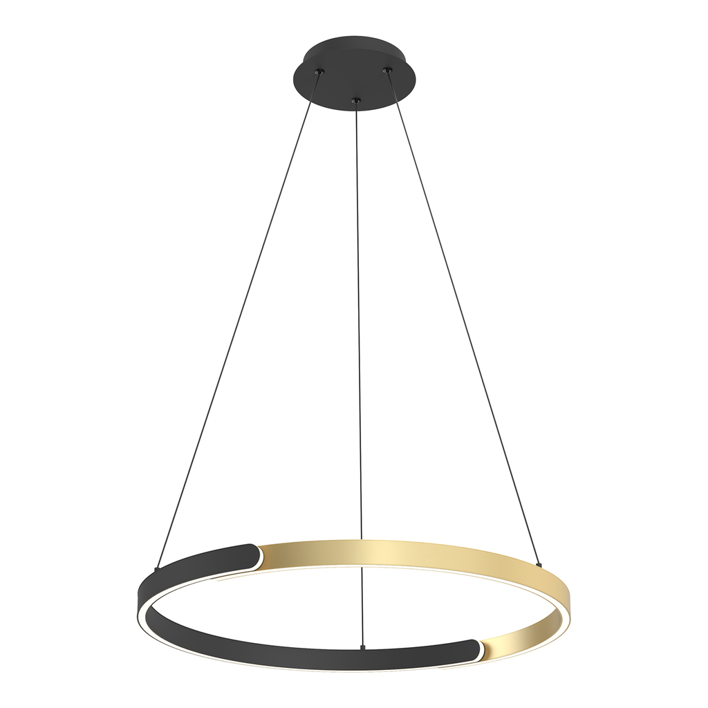 Lampa wisząca LINOS LED - czarno-złoty pierścień, idealny do salonu.