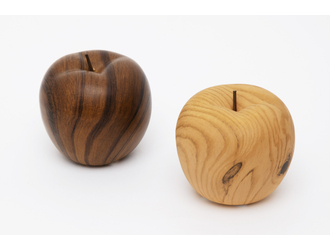 Ozdoba ceramiczna jabłko efekt jasnego drewna 9 cm