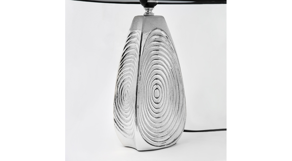 Lampa stołowa ceramiczna spiral srebrno-biała, 45 cm
