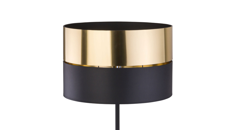 Lampa podłogowa nowoczesna abażur czarno-złoty HILTON