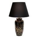 Lampa stołowa ze smukłą ceramiczną, czarno-złotą podstawą