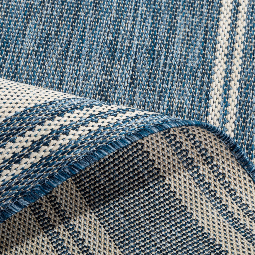 Dywanik niebieski PALMA 60x100 cm wykonany z połączenia włókien polipropylenowych i poliestrowych - detal.
