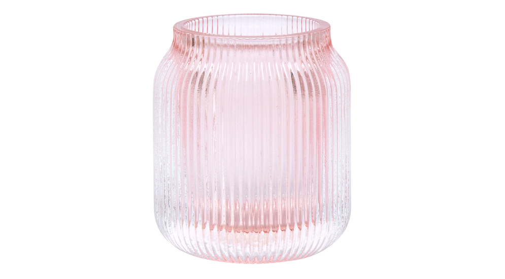 Świecznik szklany prążkowany na 1 tealighta 7,5 cm MIX KOLORÓW