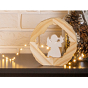 Dekoracja świąteczna drewniana z białym aniołkiem 19 cm 