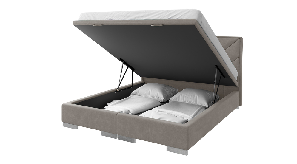 Łóżko kontynentalne szare LEONARDO 160x200 cm