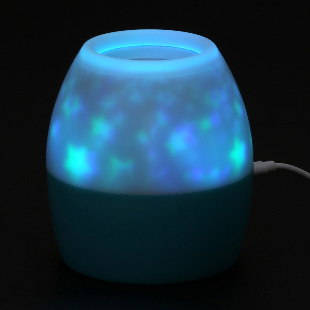 Lampka nocna dla dzieci z projektorem biało-niebieska